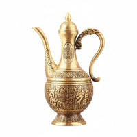Brass Beverage Teapot  Luxury Chinese Blessing Flagon House Decoration for Home Bar