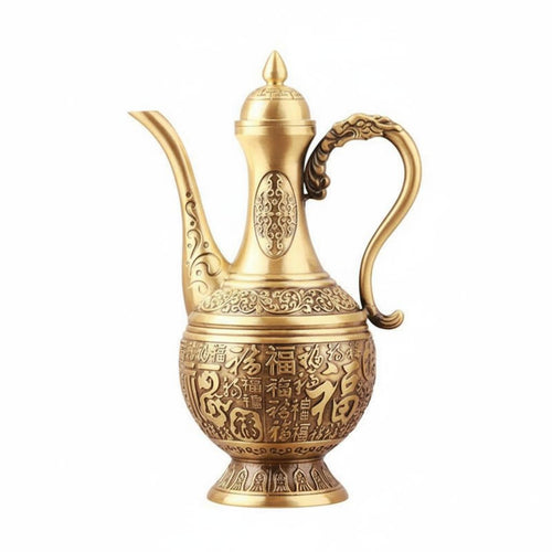Brass Beverage Pot Light Luxury Tabletop Ornament for Banquet, Collectors