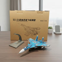 High-Fidelity Simulation 1:100 Scale Su-33 Fighter Jet Model Foldable Wings Russian Navy Su-33 Diecast Model Opening Canopy Carrier-Based Fighter Jet Model Rolling Wheels for Aviation Fans