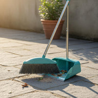Broom and Dustpan Sturdy Resistant Sweeping Brush and Pan Angled Head Household Cleaning for Restroom