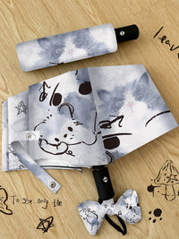 ins朦胧星气猫自动雨伞女折叠晴雨两用结实遮阳晒防紫外线太阳伞