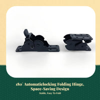 Auto-Locking Folding Hinge, 180 Degree Mini Hinge, stainless steel, stable furniture connector, DIY table leg support