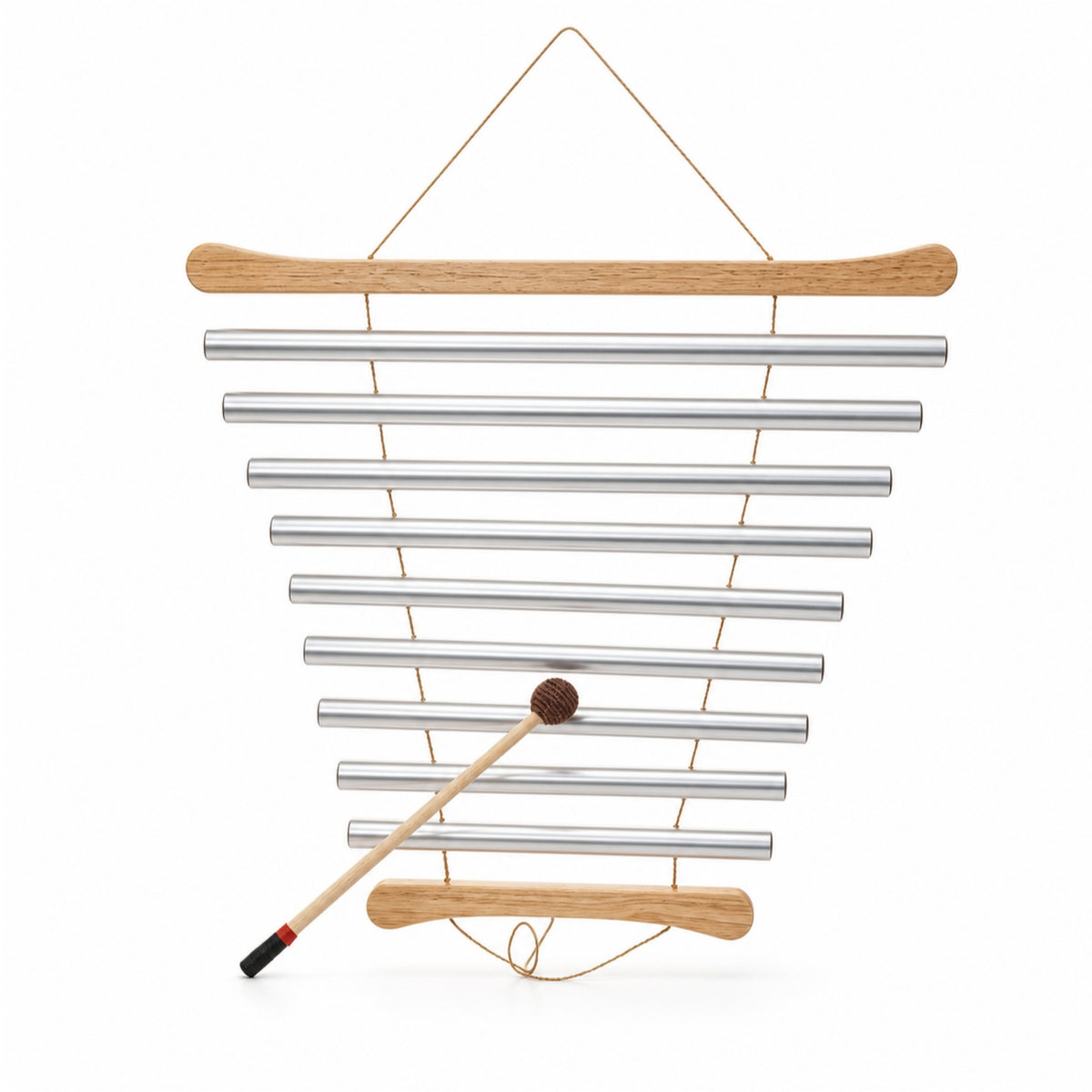 Handheld 9-Tone Chime with Mallet Single-Row Bar Chime with Mallet Relaxing Instrument for Percussionists, Sound Baths