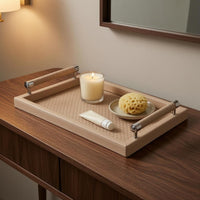 Rectangular Decorative Tray with Handles Raised Sides Tableware Easy to Clean