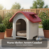 Year-Round Use Weatherproof Dog House Rainproof Pitched Roof Dog House Insulated Outdoor Pet Shelter Robust Construction for Dogs, Feline Owners, Outdoors, Backyard, Garden, Patio