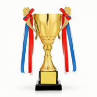 Metal Trophy Cup Tiered Trophy with Black Base Shiny Cup with Handles Shimmering for School Ceremonies