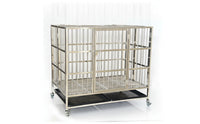 Stainless Steel Dog Crate with Wheels Heavy-Duty Dog Crate with Removable Tray Escape-Proof Indestructible for Dogs, Grooming Salon