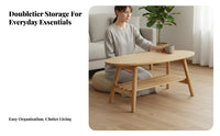 Two-Tier Oval Coffee Table Minimalist Aesthetic Living Room Furniture