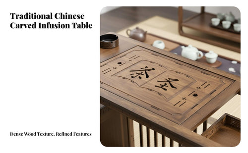 Storage Cabinet and Drawer Rolling Tea Brewing Table Chinese Aesthetic 2-Tier Wooden Mobile Table with Wheels Multi-Functional Mobile Furniture Allintegrated Design for Homeowners, Apartment Dwellers, Adults, Living Room, Office, Balcony, Kitchen
