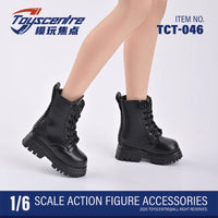 现货TCT-046 1/6女兵人马丁靴 黑色靴子鞋子 短靴空心无脚 模型