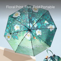 Double Layer Sun Umbrella, Hand-Painted Floral, UPF50+