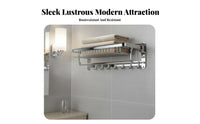Space-Saving Collapsible Wall Rack Rustproof Foldable Towel Holder Multi-Functional Bathroom Organizer Easy Installation for Apartment Dwellers, Homeowners, Families