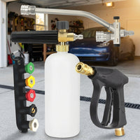 Car Cleaning Kit with Soap Dispenser for Professional Car Wash, Foam Sprayer with 1L Bottle and Foam Lance, Stainless Steel Nozzle with Gloves