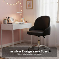Armless caster Chair Height Adjustable rotate Stool Space-Saving for Workstation