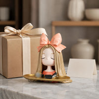 Butterfly Girl Ornament Giftable Girl Bust Tray Cute for Entryway, Office Desk