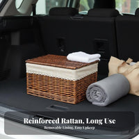 Lidded Wicker Box With Lids Lidded Rattan Trunk Buckle Closure for vehicle Owners