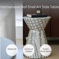 Handmade Shell Inlay Accent Table, Artistic Design