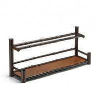 Tea Ware Rack Elegant Accessory Rack with Woven Tray Space Saving Display Stand with Holder for Hosts, Kitchen Countertop