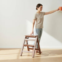 Bamboo Ladder Stool Sturdy Design Folding Ladder Heavy Duty Folding Stool for Closet