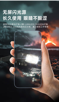 LEM头灯钓鱼专用强光充电超亮夜钓感应超长续航安全帽帽夹照明灯 【X68/1300MAH强磁吸版】+收纳包+鸭舌帽