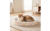 Round Scratcher with Enclosed Base Raised-Rim Cat Scratcher Bed Recyclable Cat Scratch Pad Long-Lasting for Cats, Kittens, Living Room, Apartment