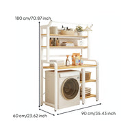 Bathroom Space Saver Shelf Freestanding Laundry Shelf Household Storage Laundry Organizer over Washing Machine Rack Shelving Unit Sturdy Metal Wood Panel Suitable for Laundry Room Balcony Washroom Kitchen