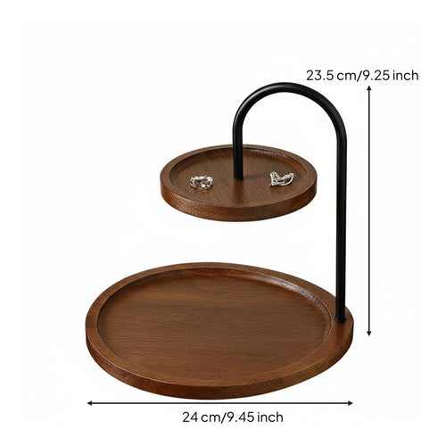 Double Layer Display Shelf Open Design Wood and Metal Vanity Tray Nordic Design