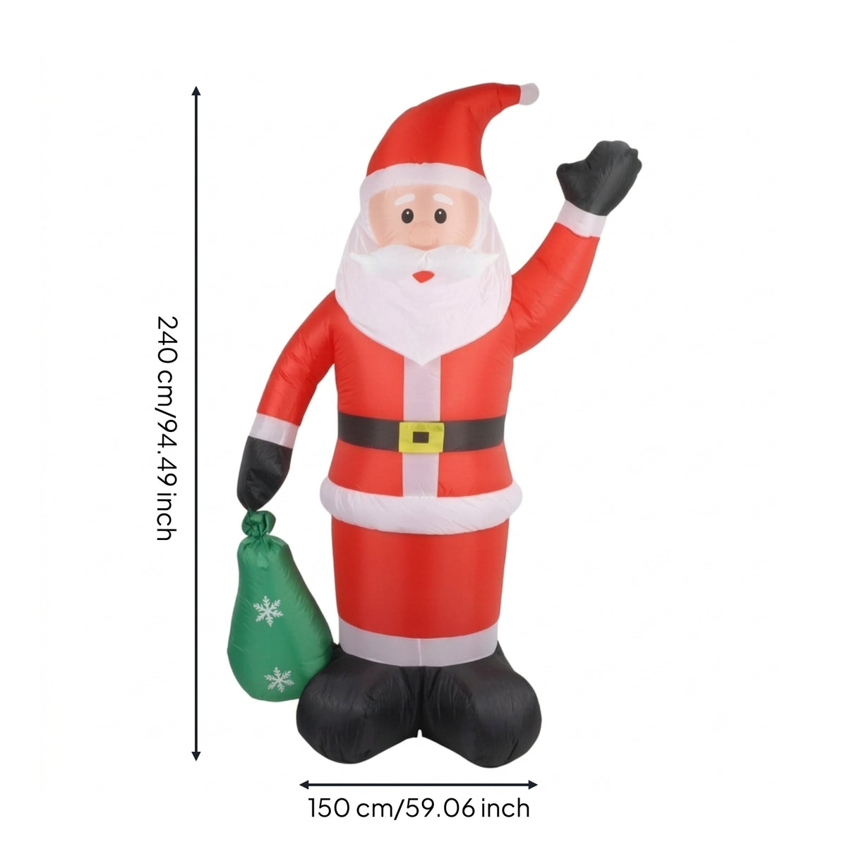 Inflatable Santa with Sack Outdoor Inflated Santa Yard Decoration Standing Tall for Storefront, Party Entrance