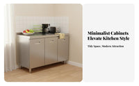 Stainless Steel Kitchen Cabinet Storage Unit Food Grade Material Sink Base Cabinet Large Capacity Seamless Construction Suitable for Renters Utility Room Pantry
