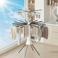 Multi-Arm Clothes Rack Saving Foldable Multi-Arm Rack Portable Floor Standing Clothes Rack for Balcony