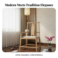 Upholstered Highrear Chair New Chinese Design Upholstered Wooden-Leg Chair Elegant Design Long-Lasting Construction for Cafe