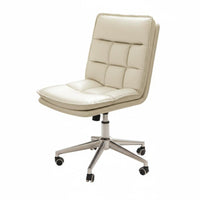 Armless Rolling Chair with Ribbed Back Height Adjustable for Study Room, Bedroom