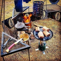 3 Pieces Triangular Mesh Table Easy to Drain Camping Grill Rack Heavy Duty