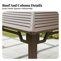 Galvanized Steel Roof Gazebo Waterproof Rigid Top Gazebo Weather-Resistant Galvanized Steel Canopy for Homeowners, Families, Backyard, Deck, Poolside