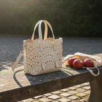 Crossbody Tote Bag Carved Pattern Handbag Structured Shape