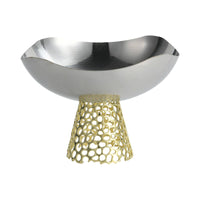 Pedestal Bowl Gold-Tone Serving Bowl with Pedestal Lattice-Style