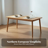 5 Pieces Natural Wood Dining Furniture Rectangular Dining Table and Chairs Solid Wood Dining Set Table and Chair Set Smooth Polished Surface Suitable for Family Meals Apartments Living Room