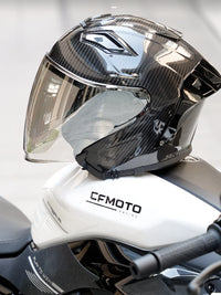 AR Carbon Fiber Half Helmet for Men and Women, Dual Lens, Lightweight Half-Coverage Motorcycle Three-Quarter Helmet for All Seasons