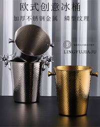 欧式奢华鹿角香槟桶家用葡萄酒冰桶商用餐厅酒吧加厚金属冰块酒桶