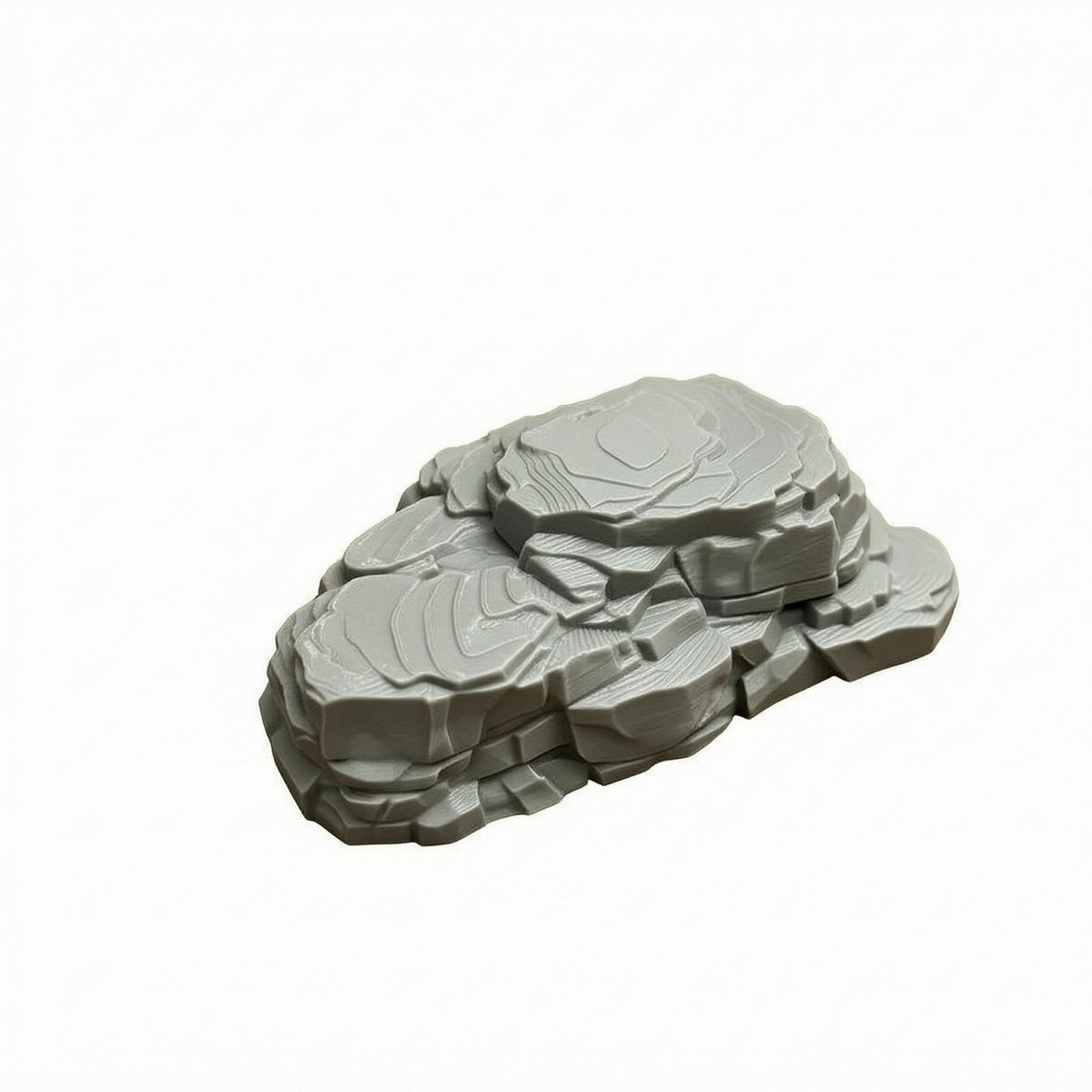 Layered Design Miniature Rock Stepped Edges Stacked Stone Prop Carved Texture Miniature Rock Stones Gray Finish for Small-Scale Scene