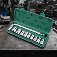 Socket Wrench Kit 1/2-Inch Socket Set with Case Chrome-Finished Tool Set with Sockets for Mechanics, Amateur Mechanics, Automotive Repair, Garage