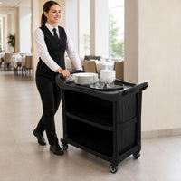 Three-Tier Utility Cart Open Front Rolling Shelving Unit Rounded Corners Storage Furniture
