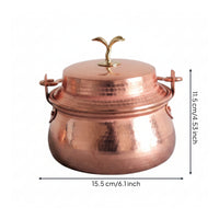 Hand-hammered Cooking Pot Featuring Copper Material Fitted Lid Butterfly Knob and Secure Side Hooks for Easy Handling Suitable for Small-batch Meals Family Dinners