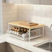 Kitchen Counter Rack Saving Countertop Appliance Riser Versatile Microwave Shelf with Drawer for Washroom