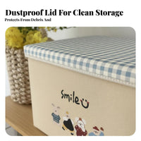 Collapsible Cartoon Print Cube with Lid Foldable Design Collapsible Lidded Box