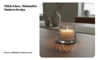 European Design Glass Candle Cup Aesthetic Design Glass Votive Holder Long-Lasting for Home Decorators, Homeowners, Living Room, Bedroom