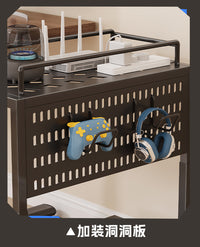 Multi-Layer Mobile Computer Tower Stand with Wheels, Floor-Standing Metal Cart for Desk or Home Office