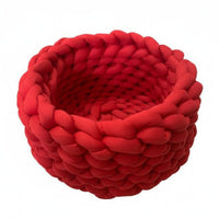 Chunky Knit Cat Bed Handcrafted Look Crochet Pet Resting Place Vegan Woven Cat Nest for Cats, Indoor