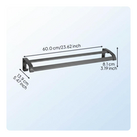 Bathroom Towel Rack, Wall-Mounted Aluminum Alloy Organizer, Grey, No-Drill Installation, Toilet Brush Set