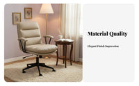 Upholstered Swivel Chair Padded Armrests Upholstered Roller Chair for Adults